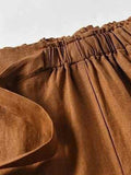 Momentlover Simple Ramie Cotton Solid Color Loose Ninth Wide-Leg Pants