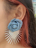 Momentlover Geometric Flower Shape Drop Earrings