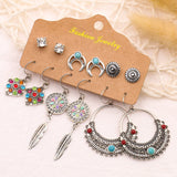 Leaf wing geometric tassel earrings
