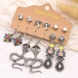 6-piece set snake owl ocean earrings