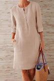 Momentlover Fashion Street Solid O Neck A Line Dresses(10 Colors)