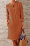 Momentlover Fashion Street Solid O Neck A Line Dresses(10 Colors)