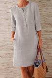 Momentlover Fashion Street Solid O Neck A Line Dresses(10 Colors)