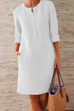 Momentlover Fashion Street Solid O Neck A Line Dresses(10 Colors)