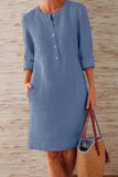 Momentlover Fashion Street Solid O Neck A Line Dresses(10 Colors)