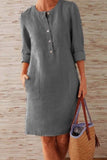 Momentlover Fashion Street Solid O Neck A Line Dresses(10 Colors)