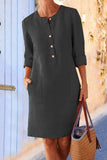 Momentlover Fashion Street Solid O Neck A Line Dresses(10 Colors)