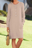 Momentlover Fashion Street Solid O Neck A Line Dresses(10 Colors)