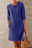 Momentlover Fashion Street Solid O Neck A Line Dresses(10 Colors)