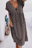 Momentlover Fashion Street Print V Neck A Line Dresses