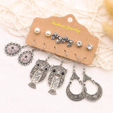 6-piece set snake owl ocean earrings
