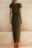 Momentlover Casual Solid Frenulum O Neck Irregular Dresses(6 Colors)