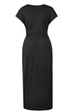 Momentlover Casual Solid Frenulum O Neck Irregular Dresses(6 Colors)