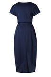 Momentlover Casual Solid Frenulum O Neck Irregular Dresses(6 Colors)