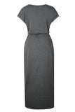 Momentlover Casual Solid Frenulum O Neck Irregular Dresses(6 Colors)