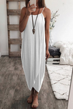 Momentlover Sexy Solid Patchwork Spaghetti Strap Irregular Dress Dresses(5 Colors)