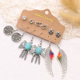 Leaf wing geometric tassel earrings