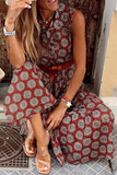 Momentlover Casual Dot Buckle Basic Mandarin Collar A Line Dresses