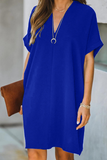 Momentlover Casual Solid Patchwork V Neck Straight Dresses(3 Colors)
