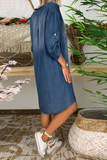 Momentlover Elegant Solid Buckle Dresses