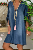 Momentlover Elegant Solid Buckle Dresses