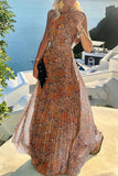 Momentlover Fashion Street Print Patchwork Halter Pleated Dresses