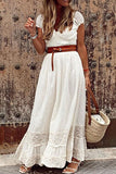 Momentlover Fashion British Style Solid Patchwork V Neck A Line Dresses