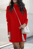 Momentlover Casual Elegant Solid Patchwork Turtleneck Dresses(4 Colors)