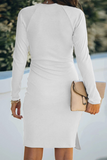 Momentlover Elegant Solid Patchwork Strap Design V Neck Pencil Skirt Dresses(5 Colors)
