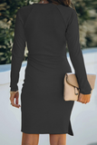 Momentlover Elegant Solid Patchwork Strap Design V Neck Pencil Skirt Dresses(5 Colors)