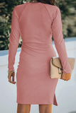 Momentlover Elegant Solid Patchwork Strap Design V Neck Pencil Skirt Dresses(5 Colors)