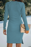 Momentlover Elegant Solid Patchwork Strap Design V Neck Pencil Skirt Dresses(5 Colors)