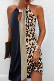 Momentlover Casual Leopard O Neck Straight Dresses(3 Colors)