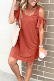 Momentlover Casual Solid Patchwork O Neck Straight Dresses