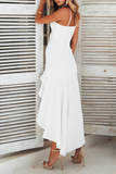 Momentlover Sexy Solid Patchwork Spaghetti Strap Trumpet Mermaid Dresses(4 Colors)