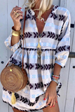 Momentlover Casual Print Patchwork V Neck Straight Dresses(4 Colors)