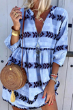 Momentlover Casual Print Patchwork V Neck Straight Dresses(4 Colors)