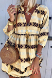 Momentlover Casual Print Patchwork V Neck Straight Dresses(4 Colors)