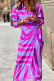 Momentlover Fashion Print Patchwork Turndown Collar Shirt Dress Dresses(3 Colors)