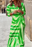 Momentlover Fashion Print Patchwork Turndown Collar Shirt Dress Dresses(3 Colors)