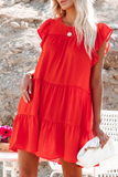 Momentlover Casual Solid Patchwork V Neck Cake Skirt Dresses(4 Colors)