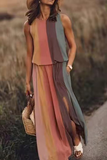 Momentlover Fashion Print Patchwork O Neck Straight Dresses(7 Colors)