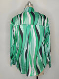 Momentlover Striped Contrast Color Loose Long Sleeves Lapel Blouses