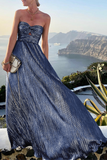 Momentlover Fashion Solid Hollowed Out Strapless Cake Skirt Dresses(7 Colors)