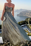 Momentlover Fashion Solid Hollowed Out Strapless Cake Skirt Dresses(7 Colors)