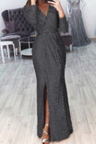 Momentlover Casual Patchwork Patchwork V Neck Trumpet Mermaid Dresses(7 Colors)