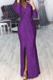 Momentlover Casual Patchwork Patchwork V Neck Trumpet Mermaid Dresses(7 Colors)