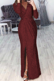 Momentlover Casual Patchwork Patchwork V Neck Trumpet Mermaid Dresses(7 Colors)