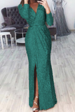 Momentlover Casual Patchwork Patchwork V Neck Trumpet Mermaid Dresses(7 Colors)