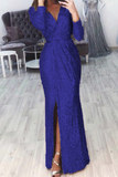 Momentlover Casual Patchwork Patchwork V Neck Trumpet Mermaid Dresses(7 Colors)